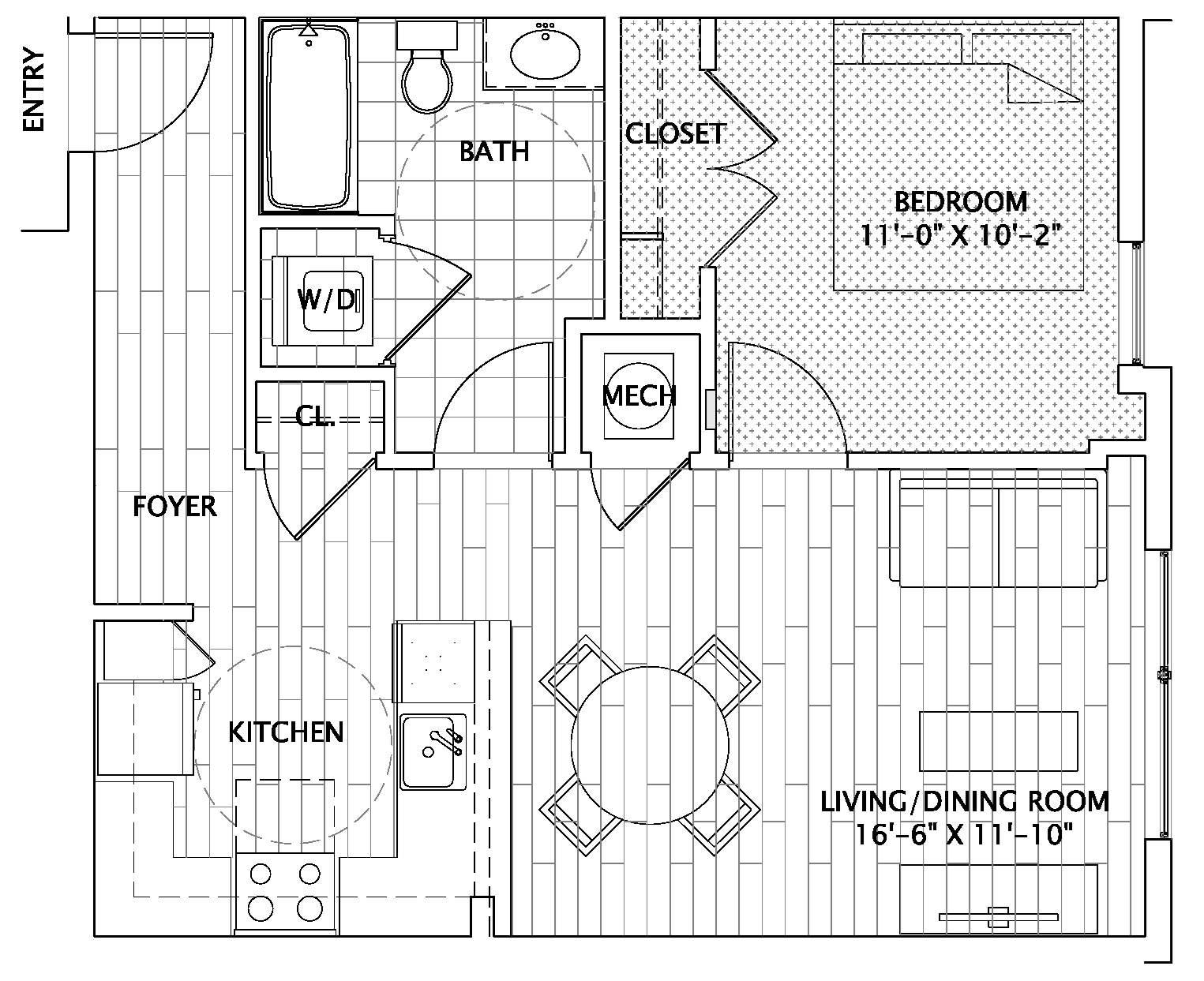 M on Madison 1 Bedroom Floor Plan